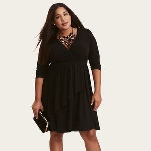 Torrid Black Faux Wrap Jersey Knit Dress